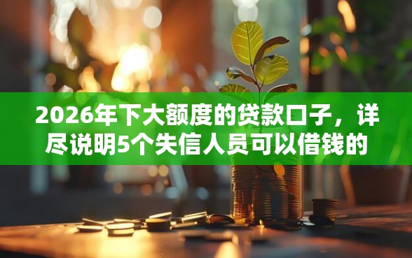 2026年下大额度的贷款口子，详尽说明5个失信人员可以借钱的网贷口子