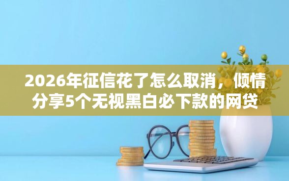 2026年征信花了怎么取消，倾情分享5个无视黑白必下款的网贷软件