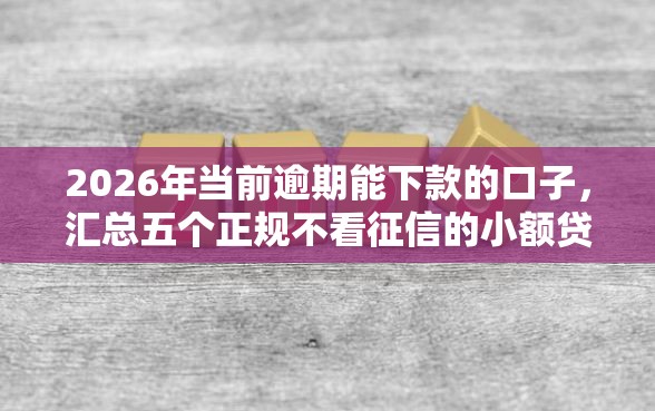 2026年当前逾期能下款的口子，汇总五个正规不看征信的小额贷款口子