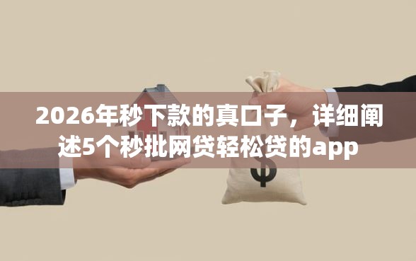 2026年秒下款的真口子，详细阐述5个秒批网贷轻松贷的app