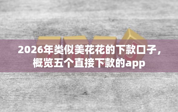 2026年类似美花花的下款口子，概览五个直接下款的app