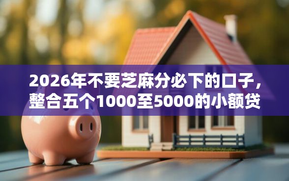 2026年不要芝麻分必下的口子，整合五个1000至5000的小额贷款口子