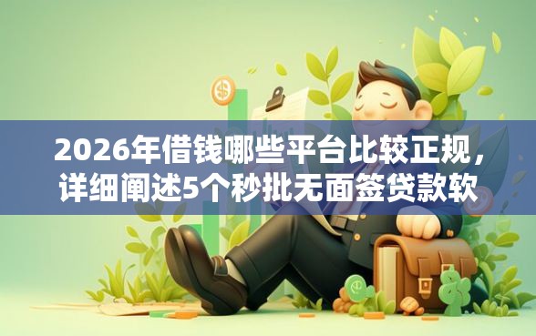 2026年借钱哪些平台比较正规，详细阐述5个秒批无面签贷款软件