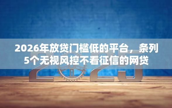 2026年放贷门槛低的平台，条列5个无视风控不看征信的网贷