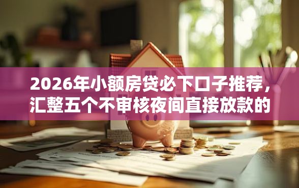 2026年小额房贷必下口子推荐，汇整五个不审核夜间直接放款的网贷平台