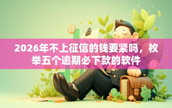 2026年不上征信的钱要紧吗，枚举五个逾期必下款的软件