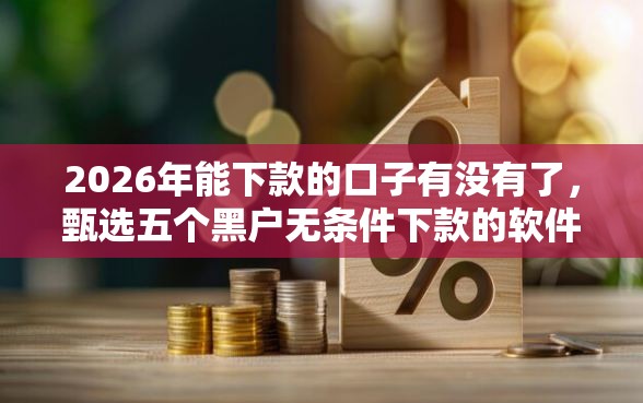 2026年能下款的口子有没有了，甄选五个黑户无条件下款的软件