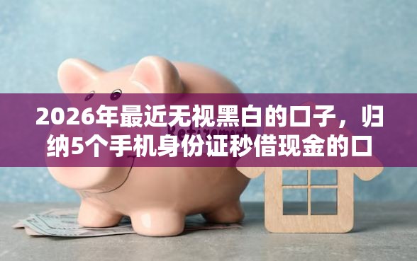 2026年最近无视黑白的口子，归纳5个手机身份证秒借现金的口子
