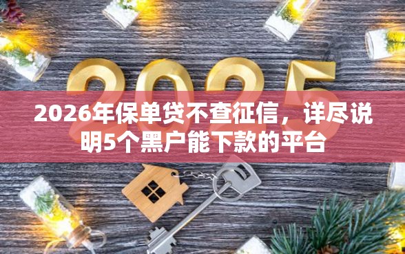 2026年保单贷不查征信，详尽说明5个黑户能下款的平台
