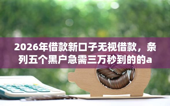 2026年借款新口子无视借款，条列五个黑户急需三万秒到的的app