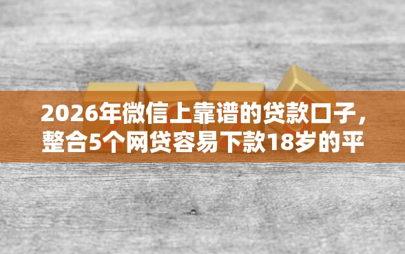 2026年微信上靠谱的贷款口子，整合5个网贷容易下款18岁的平台