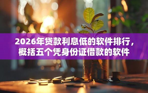 2026年贷款利息低的软件排行,概括五个凭身份证借款的软件 2026年贷款利息低的软件排行,概括五个凭身份证借款的软件