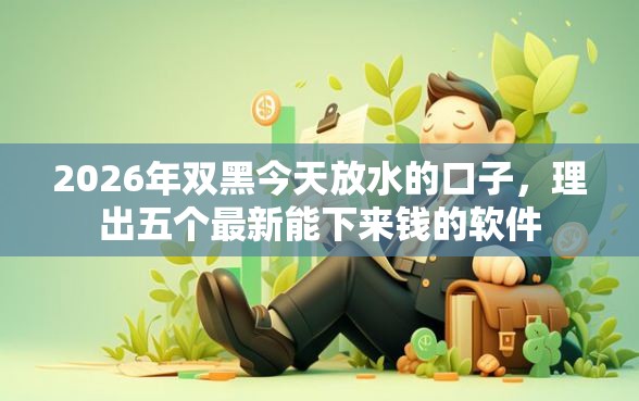 2026年双黑今天放水的口子，理出五个最新能下来钱的软件