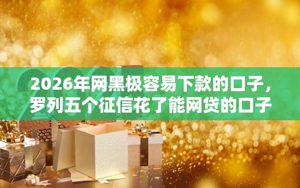 2026年网黑极容易下款的口子，罗列五个征信花了能网贷的口子