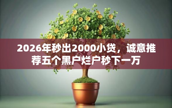 2026年秒出2000小贷，诚意推荐五个黑户烂户秒下一万