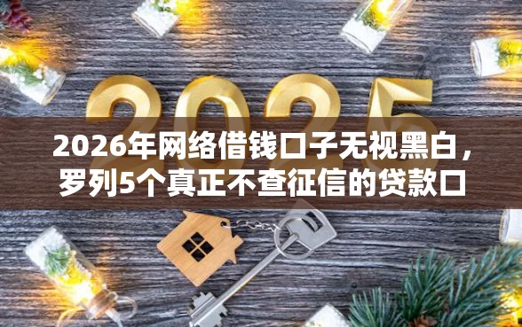2026年网络借钱口子无视黑白，罗列5个真正不查征信的贷款口子