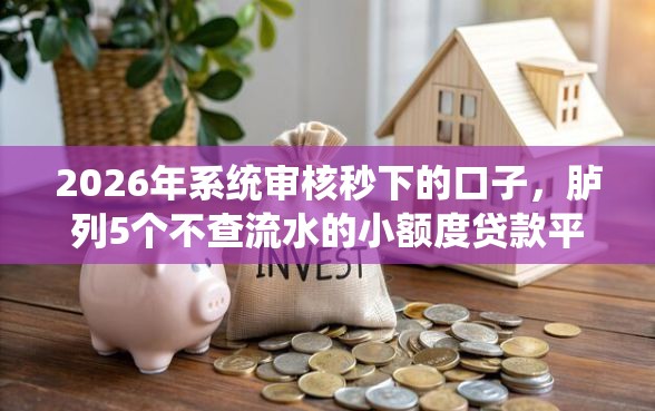 2026年系统审核秒下的口子，胪列5个不查流水的小额度贷款平台