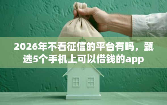 2026年不看征信的平台有吗，甄选5个手机上可以借钱的app