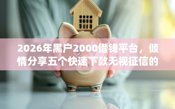 2026年黑户2000借钱平台，倾情分享五个快速下款无视征信的app