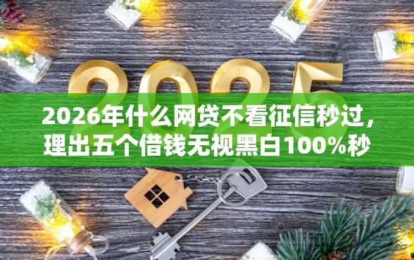 2026年什么网贷不看征信秒过，理出五个借钱无视黑白100%秒下软件