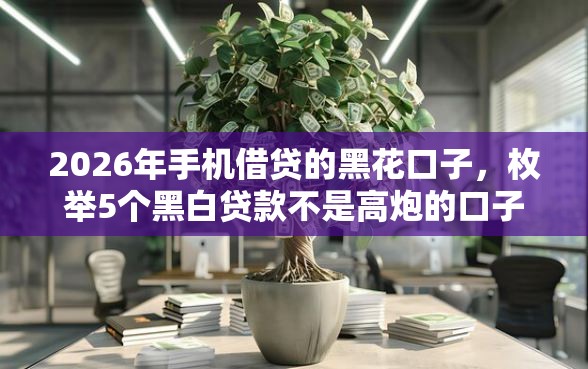 2026年手机借贷的黑花口子，枚举5个黑白贷款不是高炮的口子