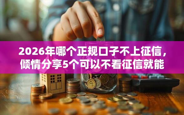 2026年哪个正规口子不上征信，倾情分享5个可以不看征信就能下款的平台