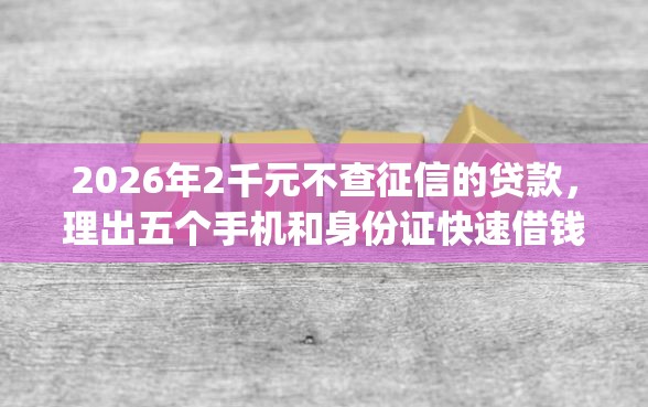 2026年2千元不查征信的贷款，理出五个手机和身份证快速借钱app