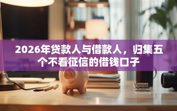 2026年贷款人与借款人，归集五个不看征信的借钱口子