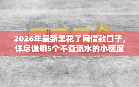 2026年最新黑花了网借款口子，详尽说明5个不查流水的小额度贷款口子