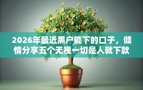 2026年最近黑户能下的口子，倾情分享五个无视一切是人就下款的口子