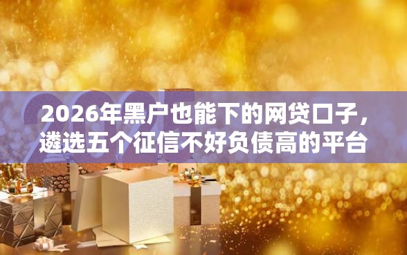 2026年黑户也能下的网贷口子，遴选五个征信不好负债高的平台