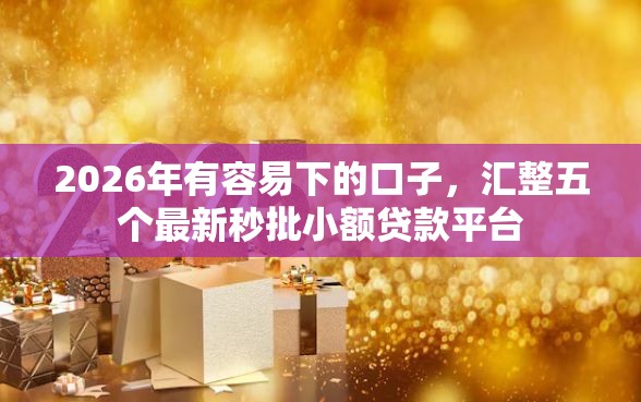 2026年有容易下的口子，汇整五个最新秒批小额贷款平台