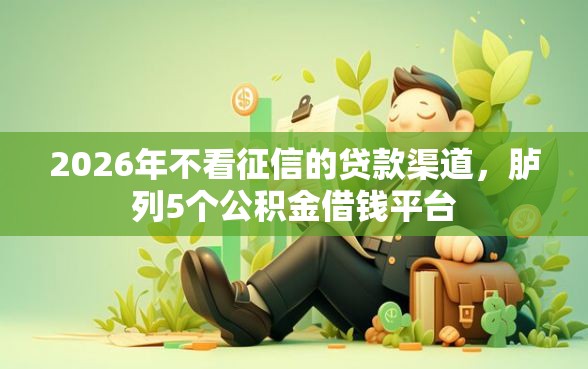 2026年不看征信的贷款渠道，胪列5个公积金借钱平台