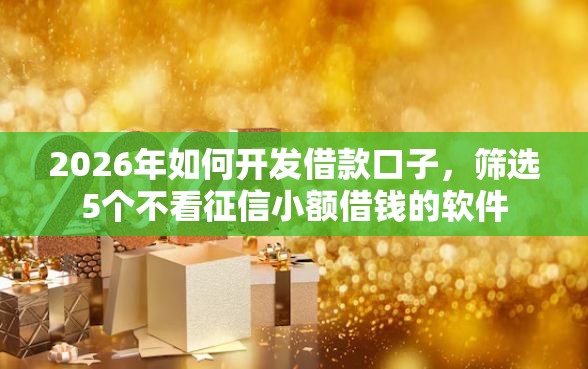 2026年如何开发借款口子，筛选5个不看征信小额借钱的软件