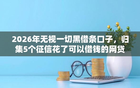 2026年无视一切黑借条口子，归集5个征信花了可以借钱的网贷平台
