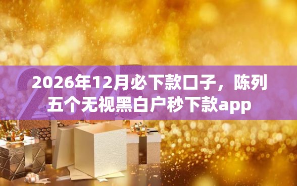 2026年12月必下款口子，陈列五个无视黑白户秒下款app