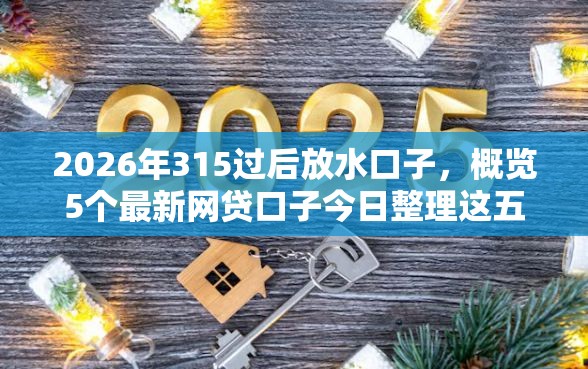 2026年315过后放水口子，概览5个最新网贷口子今日整理这五个软件