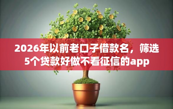 2026年以前老口子借款名，筛选5个贷款好做不看征信的app