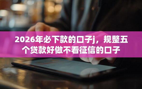 2026年必下款的口子j，规整五个贷款好做不看征信的口子