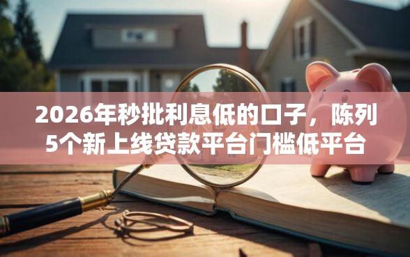 2026年秒批利息低的口子，陈列5个新上线贷款平台门槛低平台