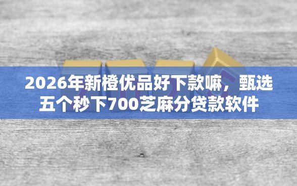 2026年新橙优品好下款嘛，甄选五个秒下700芝麻分贷款软件