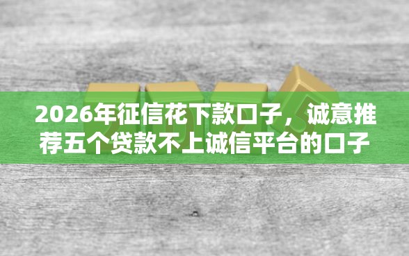 2026年征信花下款口子，诚意推荐五个贷款不上诚信平台的口子