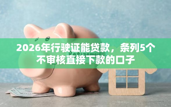 2026年行驶证能贷款，条列5个不审核直接下款的口子