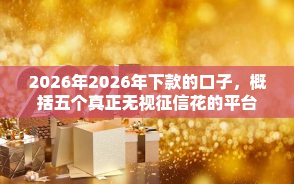 2026年2026年下款的口子，概括五个真正无视征信花的平台