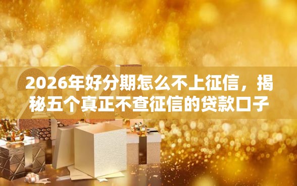 2026年好分期怎么不上征信，揭秘五个真正不查征信的贷款口子