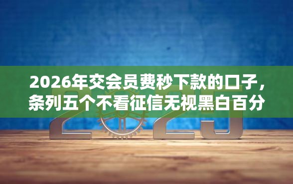 2026年交会员费秒下款的口子，条列五个不看征信无视黑白百分百下款网贷口子