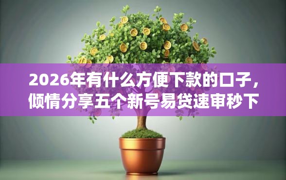 2026年有什么方便下款的口子，倾情分享五个新号易贷速审秒下款app