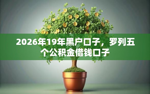 2026年19年黑户口子,罗列五个公积金借钱口子 2026年19年黑户口子,罗列五个公积金借钱口子