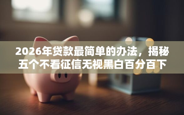 2026年贷款最简单的办法，揭秘五个不看征信无视黑白百分百下款