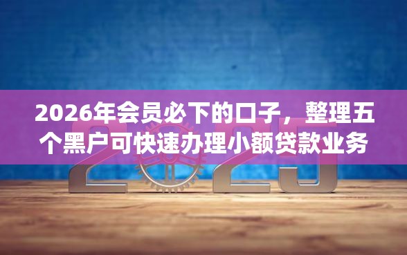 2026年会员必下的口子，整理五个黑户可快速办理小额贷款业务的app